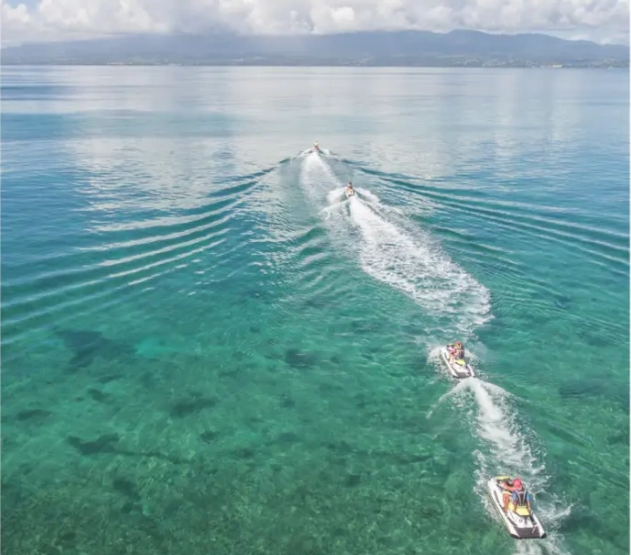 Randonnée jet ski vers la mangrove en Guadeloupe, vue aérienne