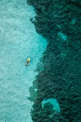 Passage en jet ski dans le Grand Cul-de-Sac Marin, vue aérienne